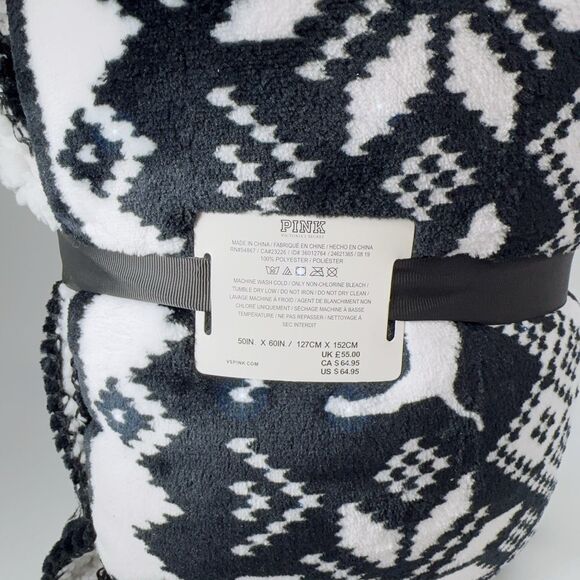 Victoria’s Secret PINK Sherpa Blanket Super Soft Plush Throw 50x60 Cozy Gift - Picture 7 of 10